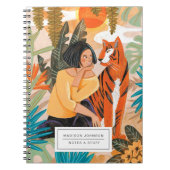 Modern Oranje Tijger Girly Oerwoud Notitieboek (Voorkant)