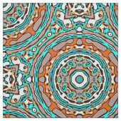Modern Oranje Turquoise Ethnic Mosaic Pattern Stof (Swatch)