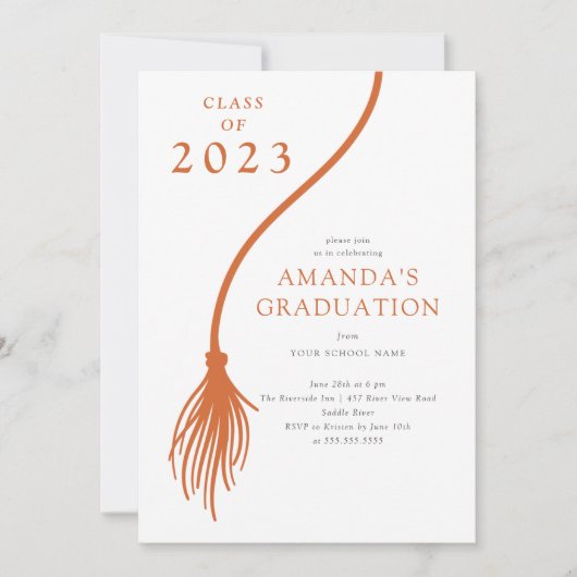 Modern Oranje uitnodiging voor Tassel Graduation P (Voorkant)