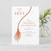 Modern Oranje uitnodiging voor Tassel Graduation P (Staand voorkant)