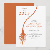 Modern Oranje uitnodiging voor Tassel Graduation P (Voorkant / Achterkant)