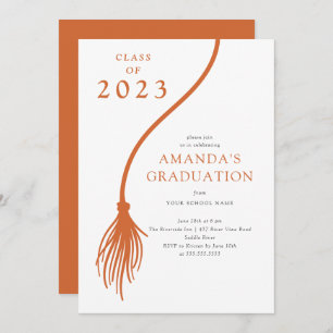Modern Oranje uitnodiging voor Tassel Graduation P