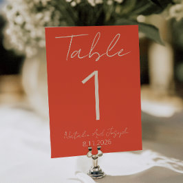 Modern Oranje Whimsical Fun Huwelijks Tafel Nummer Kaart