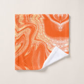 Modern oranje wit abstract marmerpatroon bad handdoek (Wasdoekje)