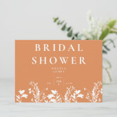 Modern Oranje wit Vrijgezellenfeest van wilde bloe Kaart (Staand voorkant)