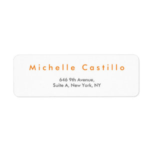 Modern Oranje-witminimalistisch laagje Etiket