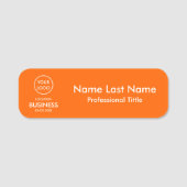Modern Oranje Zakelijk Logo Naamlabel Naamplaatje (Voorkant)