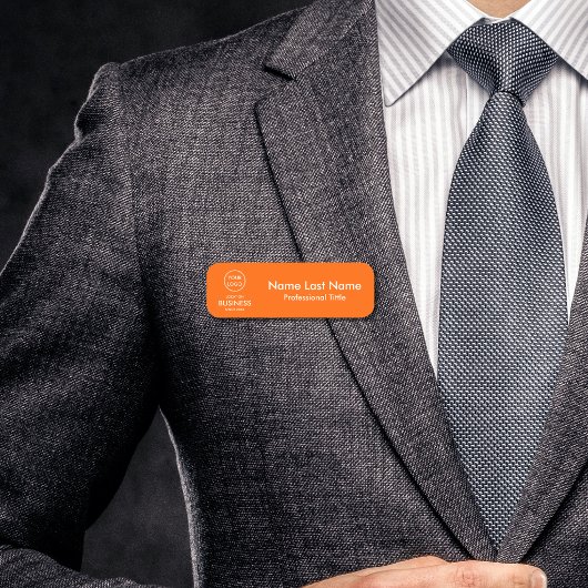 Modern Oranje Zakelijk Logo Naamlabel Naamplaatje