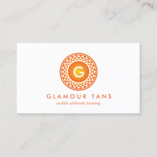 MODERN ORANJE ZON-LOGO MONOGRAM VOOR TANNING SALON VISITEKAARTJE
