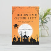 Modern Oranje zwarte volwassen Halloween kostuumfe Kaart (Staand voorkant)