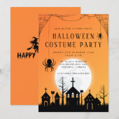 Modern Oranje zwarte volwassen Halloween kostuumfe Kaart (Voorkant / Achterkant)