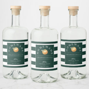 Modern OranjeCello Groene Streep Drank Label Likeurfles Etiket