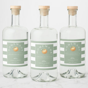 Modern OranjeCello Sage Stripe Drank Label Likeurfles Etiket