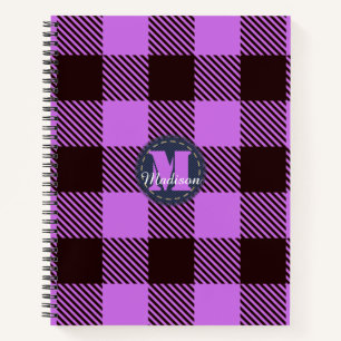 Modern Orchid Black Tartan Jeans Monogram Naam Notitieboek