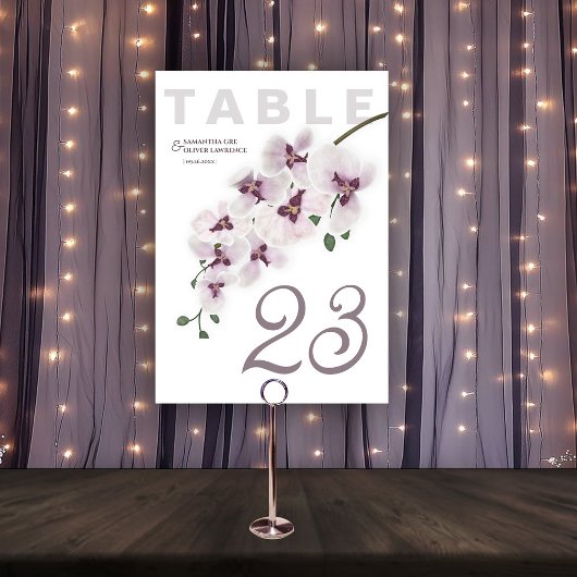 Modern Orchid Charm Wedding Table Number Card Kaart