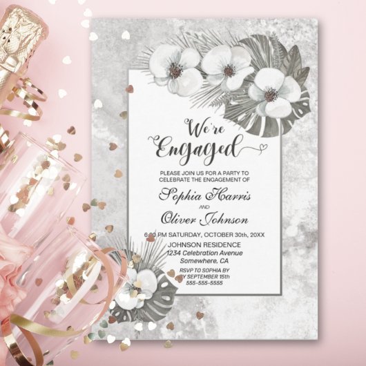 Modern Orchid Engagement Party Invitation Kaart