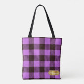 Modern Orchid Gold Badge Tartan Persoonlijke Gift Tote Bag (Achterkant)