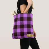 Modern Orchid Gold Badge Tartan Persoonlijke Gift Tote Bag (Dichtbij)