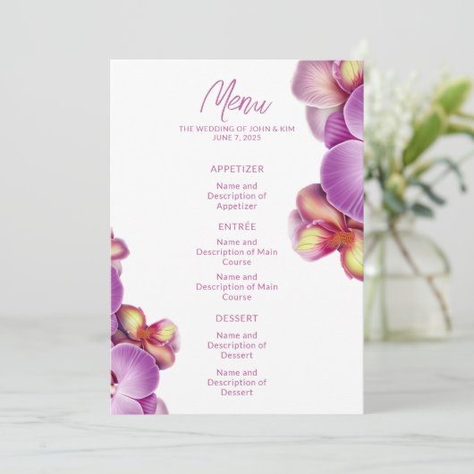 Modern Orchidee Wedding Menu (Staand voorkant)