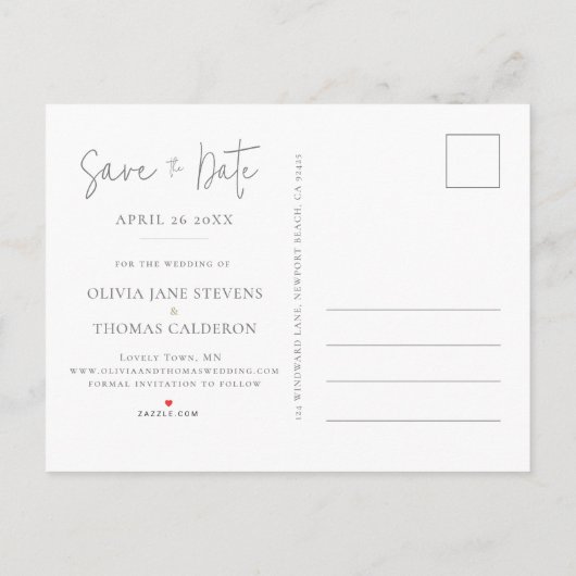 Modern Orchids Verloving Foto opslaan Datum Aankondigingskaart (Achterkant)