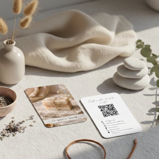 Modern Organic Handmade Soap QR Code Photo Visitekaartje