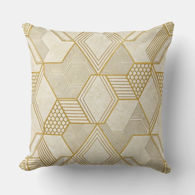 Modern Organic Hexagon Pattern | Cream and Beige 2 Kussen (Voorkant)