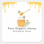 Modern Organic Honey Boerderij Vierkante Sticker (Voorkant)