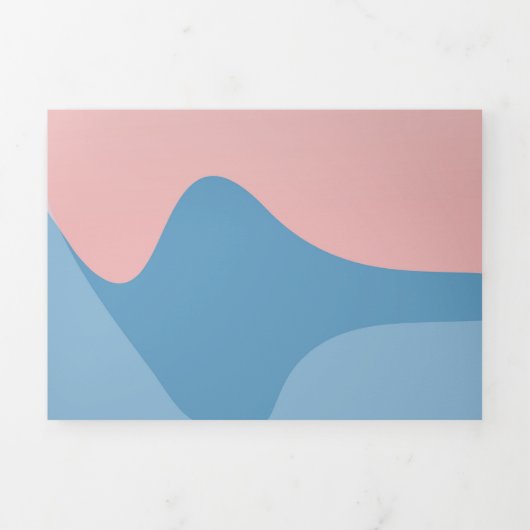 Modern Organic Sunset Water Ocean Wedding Drieluik Uitnodiging (Cover)