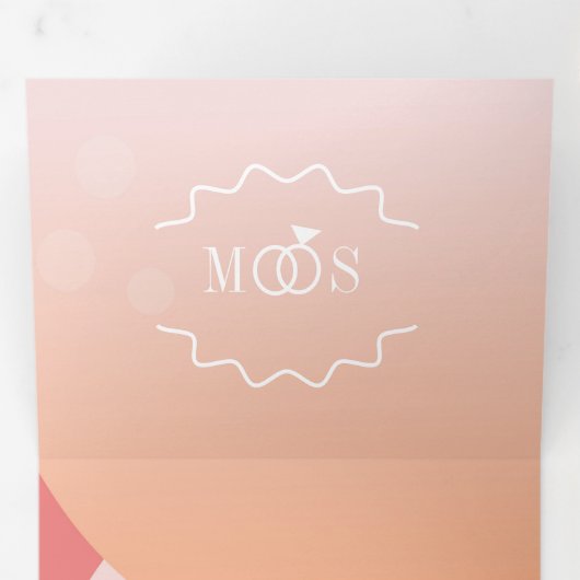 Modern Organic Sunset Water Ocean Wedding Drieluik Uitnodiging (Binnenzijde eerst)