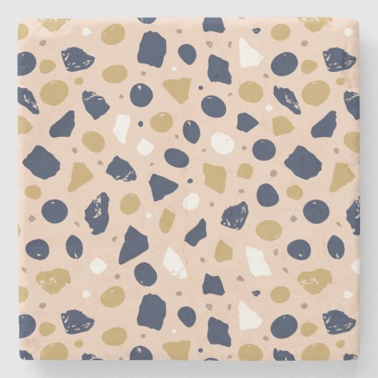Modern Organic Terrazzo | Abstract Stone Mosaic Stenen Onderzetter (Voorkant)