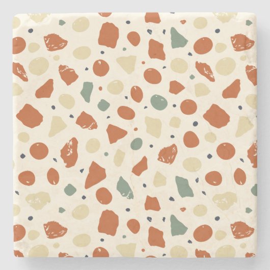 Modern Organic Terrazzo | Abstract Stone Mosaic Stenen Onderzetter (Voorkant)