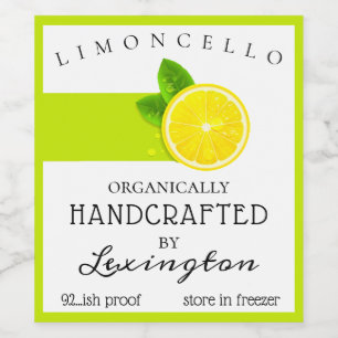 Modern organisch homemade limoncello flesetiket wijn etiket