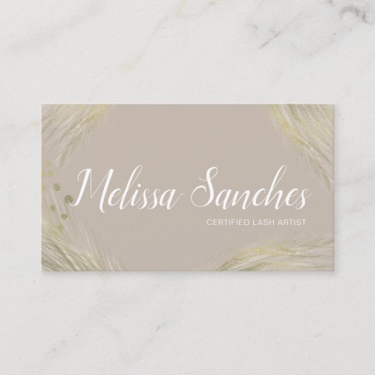 Modern organisch Pampas Hand Drawn Natural Gold Visitekaartje (Voorkant)