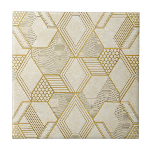 Modern organisch zeshoekpatroon Crème en Beige 2 Tegeltje