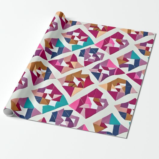 Modern Origami Patchwork Wrapping Papier (Uitgerold)