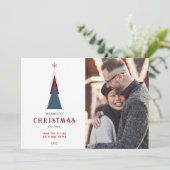 Modern Original Christmas Tree Photo Couple Save The Date (Staand voorkant)