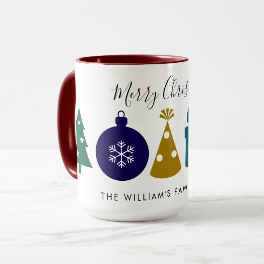 Modern Ornament Snowflake Pine Tree  Christmas Mok (Voorkant links)