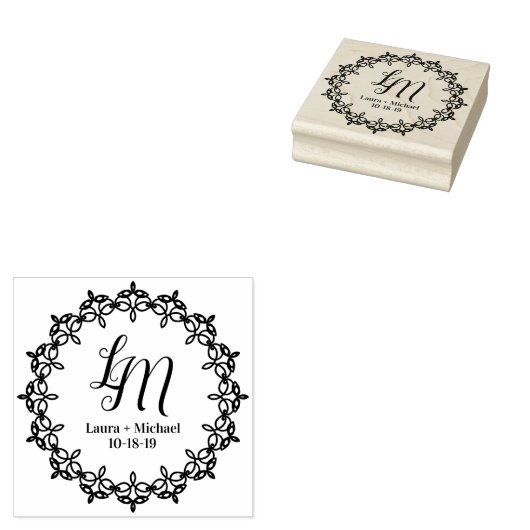 Modern Ornamental Wreath Design Rubberstempel (Gestempeld)