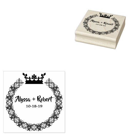 Modern Ornamental Wreath With Crown Design Rubberstempel (Gestempeld)