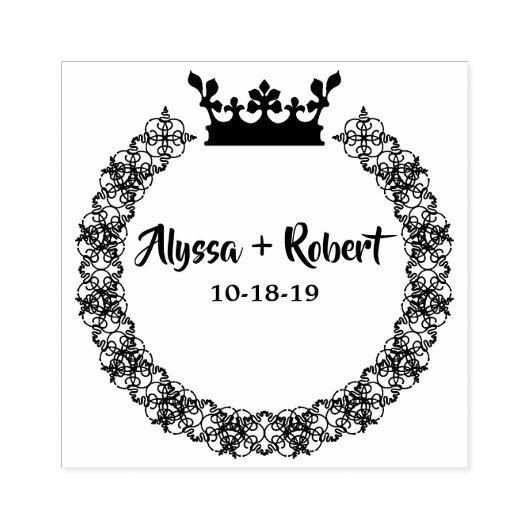 Modern Ornamental Wreath With Crown Design Rubberstempel (Afrduk)
