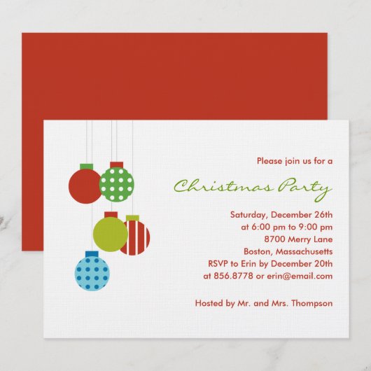 Modern Ornaments Holiday Party Invitation Kaart (Voorkant / Achterkant)
