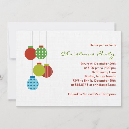 Modern Ornaments Holiday Party Invitation Kaart (Voorkant)