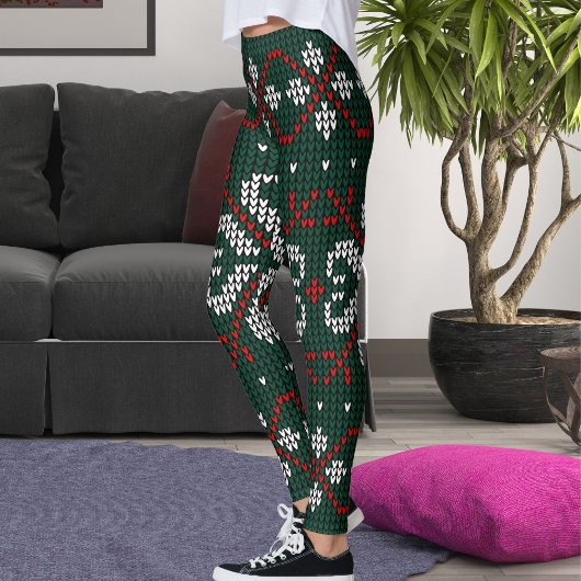 Modern Ornate Knitted Christmas Pattern Women Gift Leggings