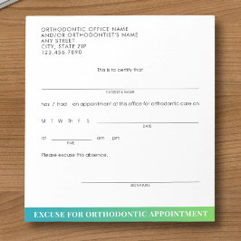 Modern orthodontisch afspraakbriefje voor tandarts notitieblok