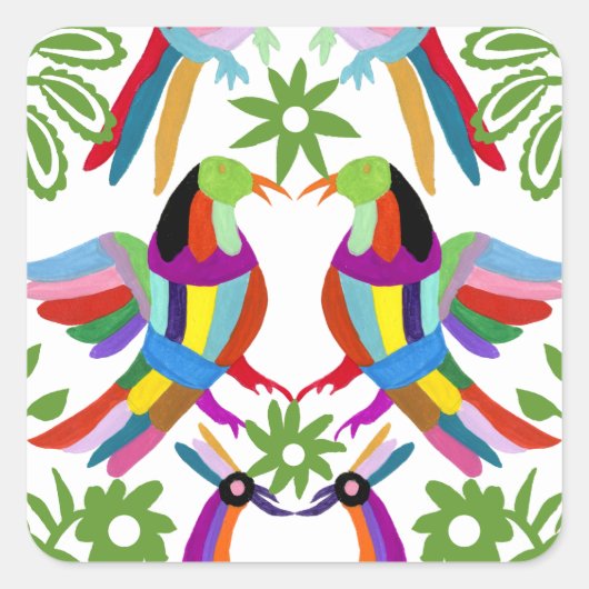 Modern Otomi Design III Vierkante Sticker (Voorkant)
