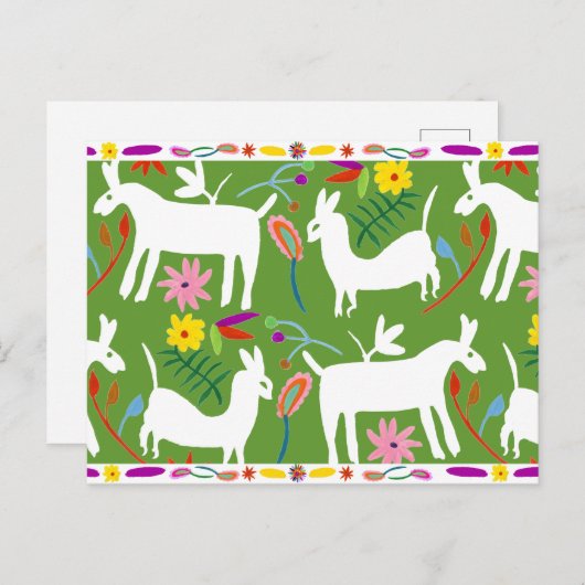 Modern Otomi-ontwerp | Ontwerp van Llama Donkey Briefkaart (Voorkant / Achterkant)