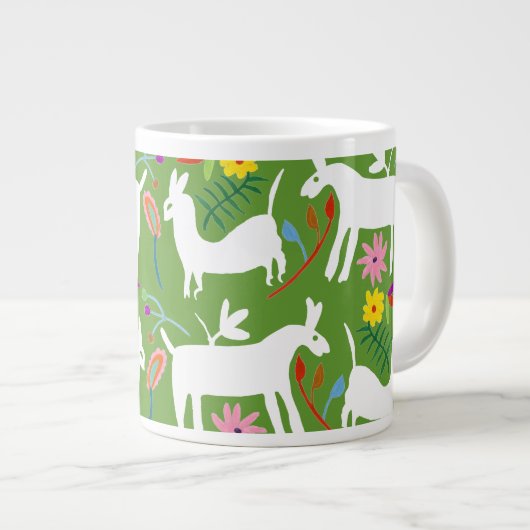 Modern Otomi-ontwerp | Ontwerp van Llama Donkey Grote Koffiekop (Voorkant rechts)