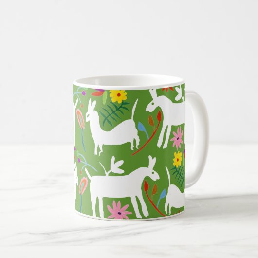 Modern Otomi-ontwerp | Ontwerp van Llama Donkey Koffiemok (Voorkant rechts)