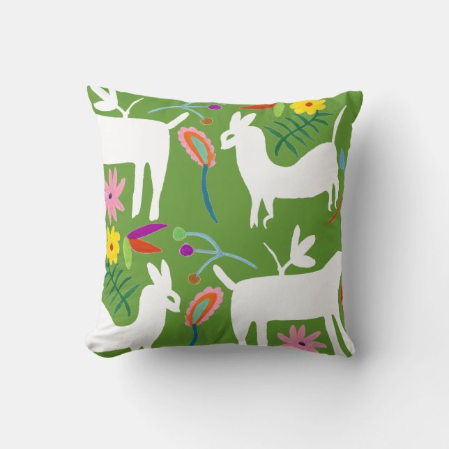 Modern Otomi-ontwerp | Ontwerp van Llama Donkey Kussen (Voorkant)