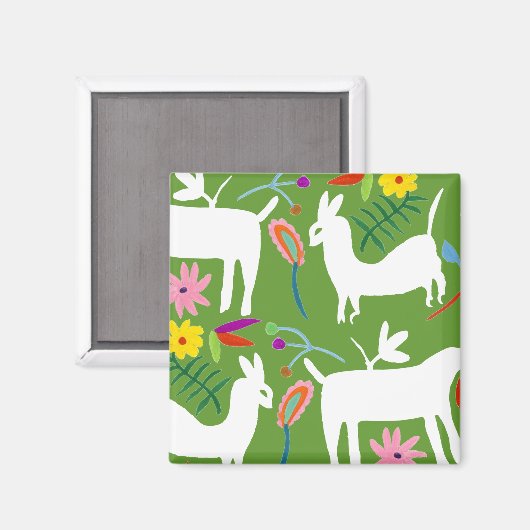 Modern Otomi-ontwerp | Ontwerp van Llama Donkey Magneet (Voorkant / Achterkant)